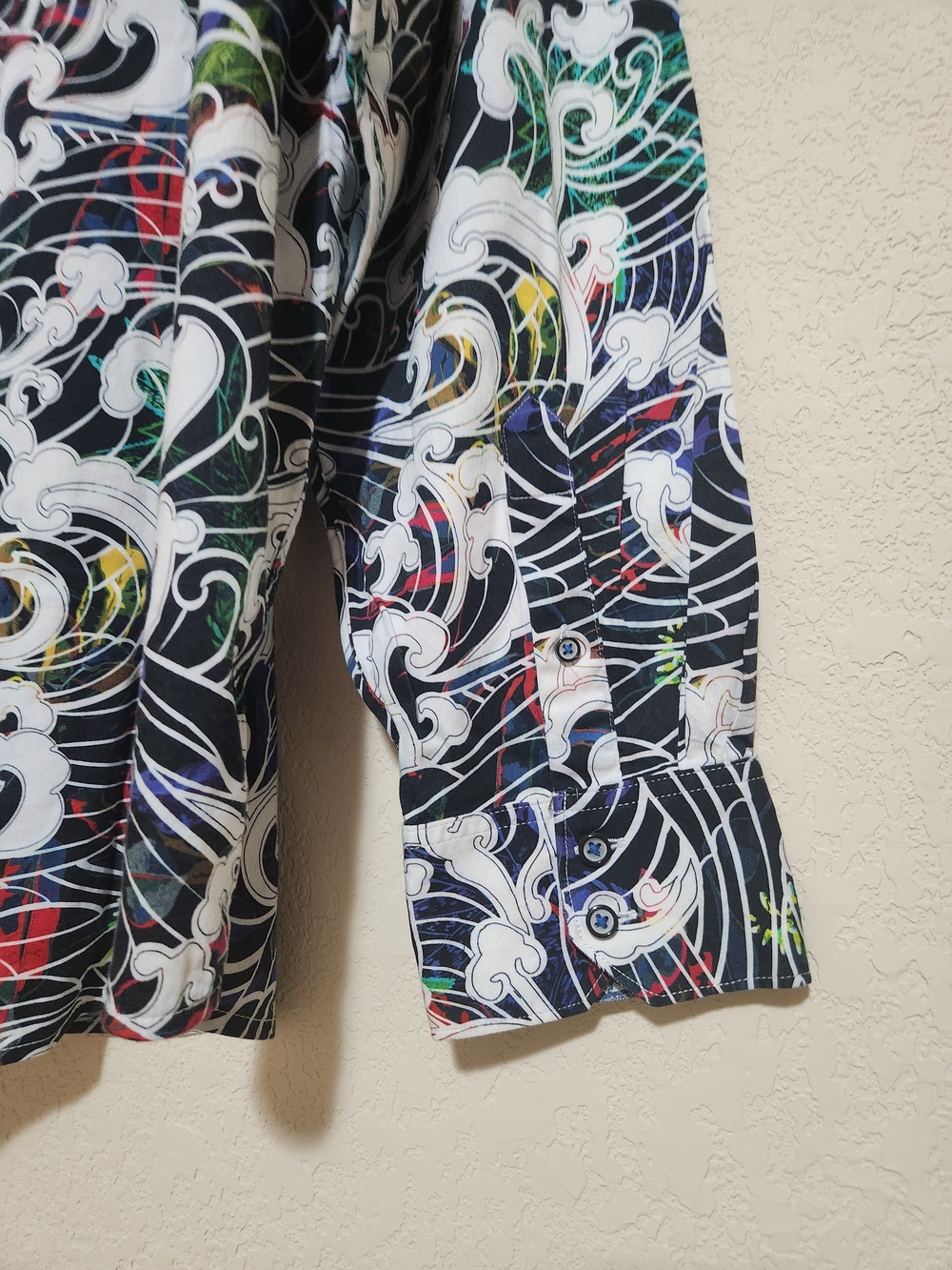 Robert Graham Multicolor Wave-Pattern Button-Up Long-sleeve Shirt Size 3XL - Picture 3 of 13